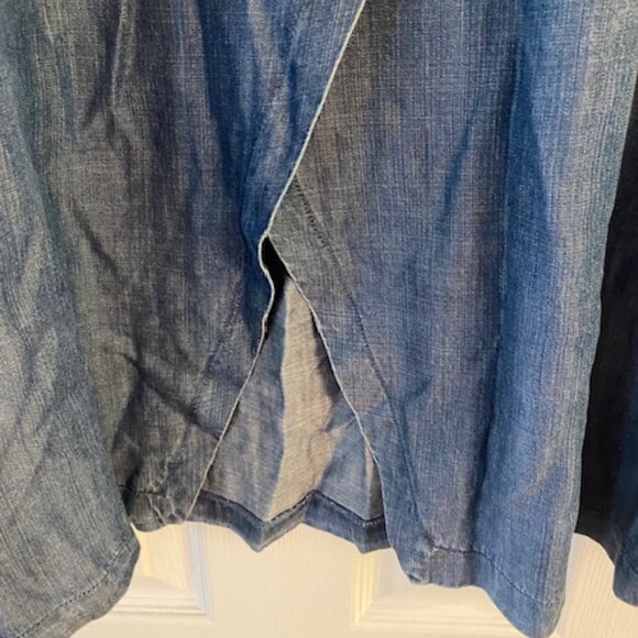 Women's Velvet Heart Blue Denim maxi Wrap skirt w tie belt size L - Picture 3 of 7